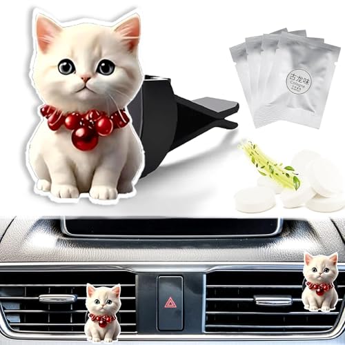 Image of Cute Car Air Freshener Clips Cat Car Vent Clip Cat Cars Scents Cologne Air Conditioner Clip Auto Vent Interior Decoration Cars Accessories Cats Loves Gifts for Men Women
