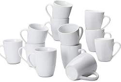 Amazon Basics Coffee Mug Set, 12 count Porcelain, 355 ml,…