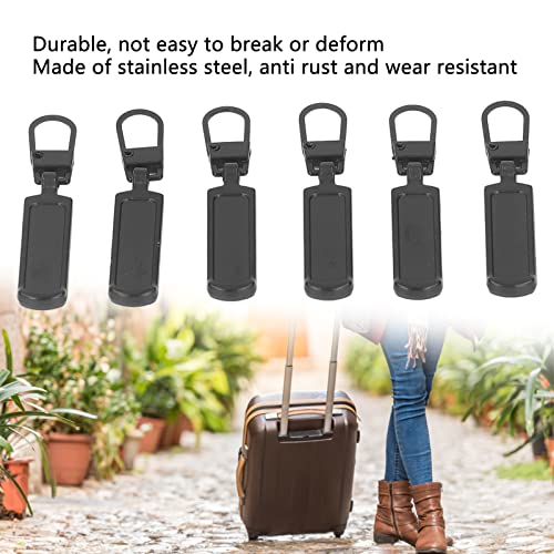 Jeanoko 6Pcs Zipper Pull Tab Metal Zipper Head Detachable Colred Zipper Pull Replacement for Clothing Luggage Shoes Toys Handbags Wallets(Black) Clothing Accessories - Image 3