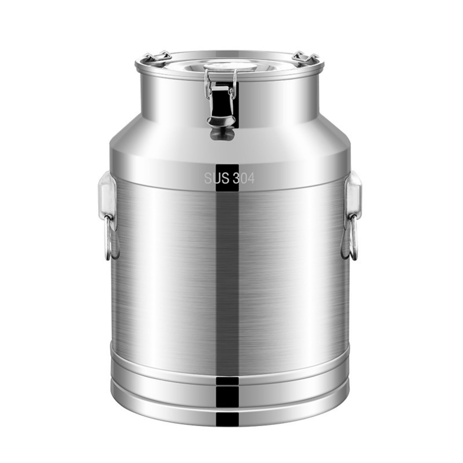 Gralara Contenedor de Acero Inoxidable Cubo Recipiente Bidón con Tapa con Sellado Seguro y Cierre de Abrazadera Asas Resistentes y Cuerpo Liso Fácil de, Aproximadamente 28L, Diámetro 30, Alto 40
