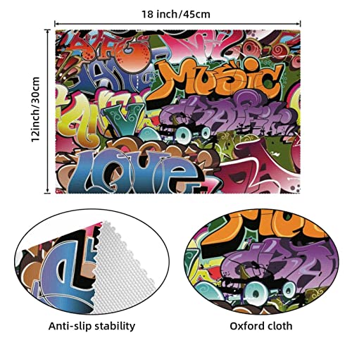 Sets de table graffiti faciles à nettoyer pour simplifier les repas de famille