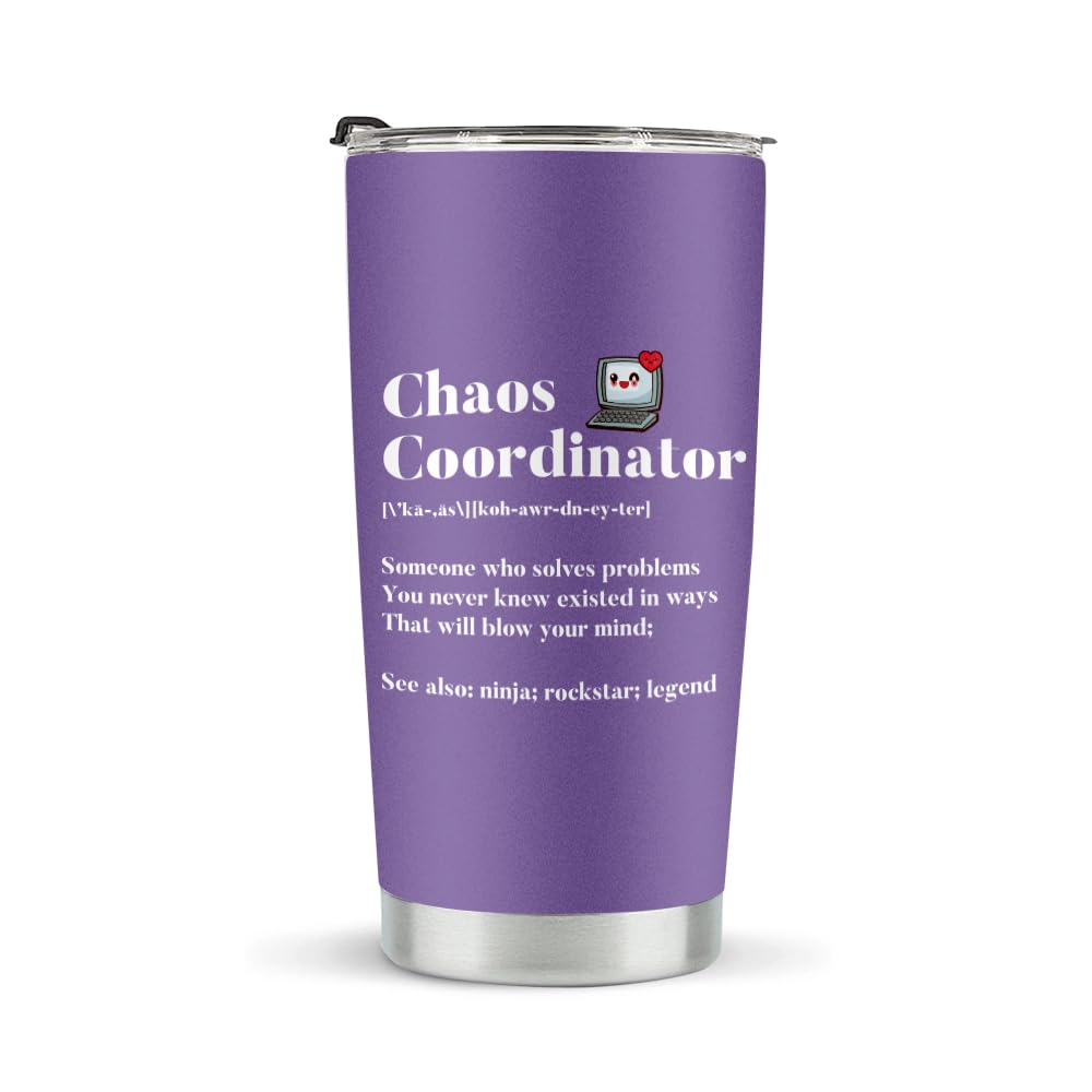 Chaos Coordinator Tumbler, Stainless Steel Tumblers 20oz, Birthday Christmas Gifts for Women Boss Lady Teacher Coworker, Unique Funny Gift Idea for Office Manager Women