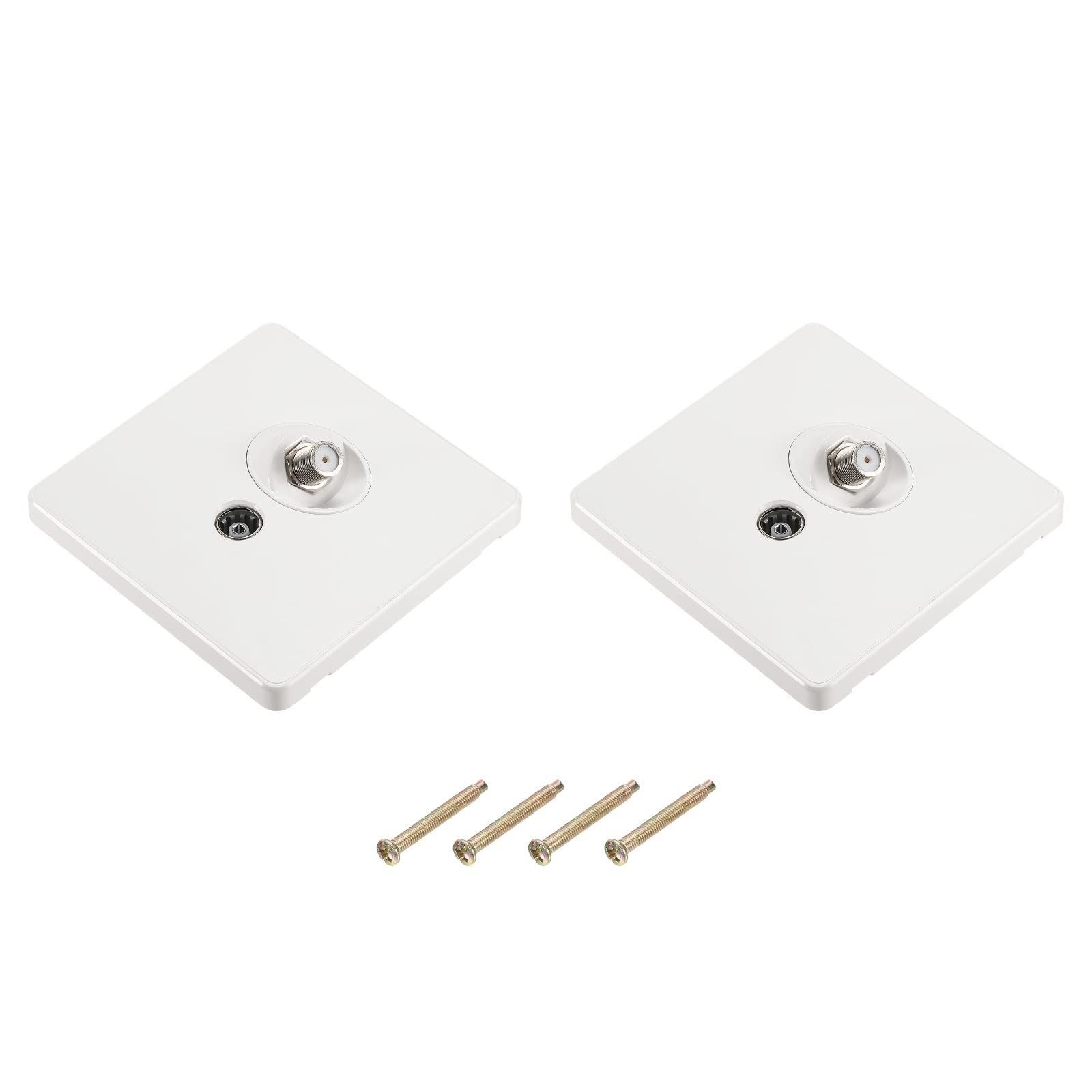sourcing mapTV Aerial Socket Wall Plate Outlet Satellite White PC 88mm x 86mm for Coaxial Cable Lead Pack of 2