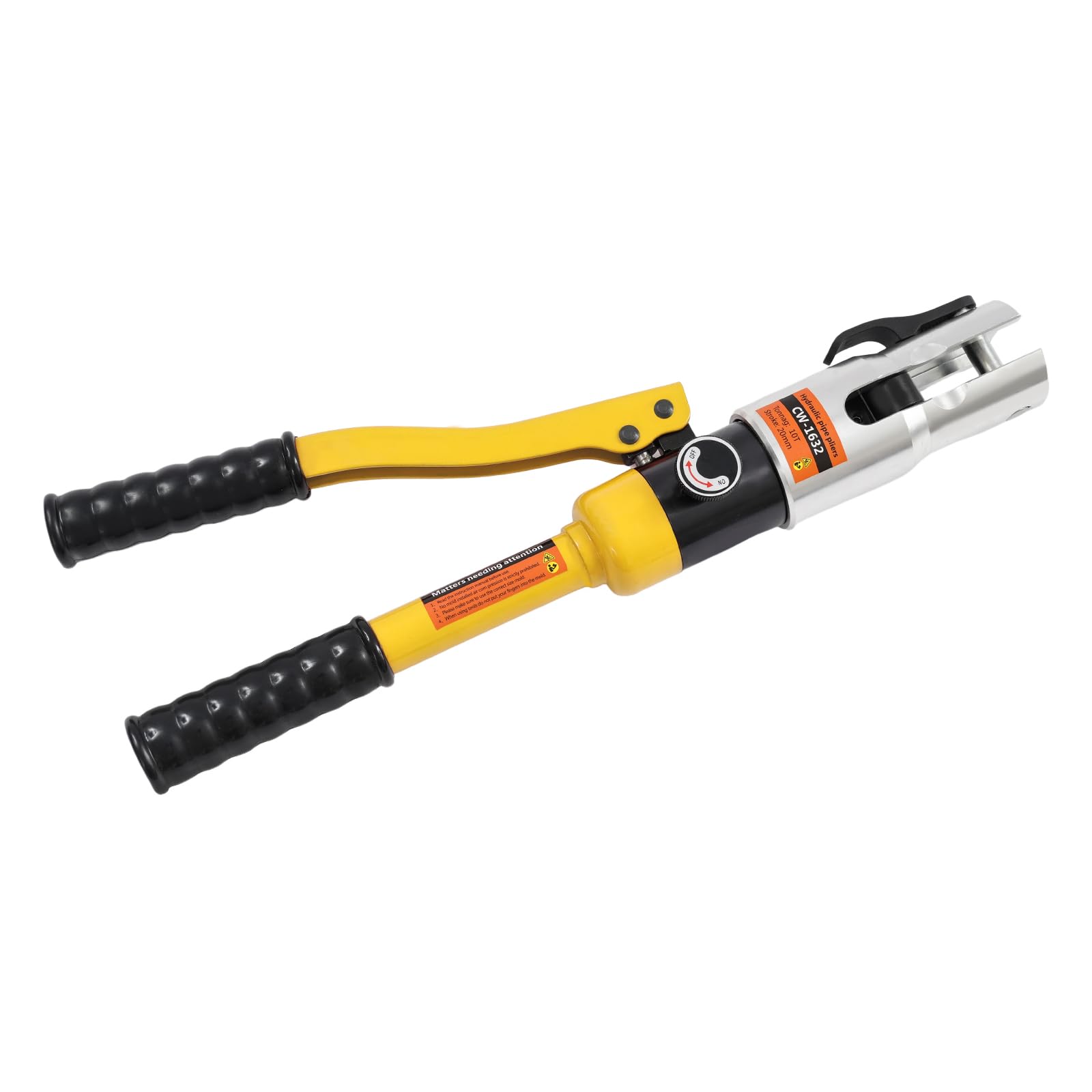 Szczypce hydrauliczne do prasy do rur, 6 ton, siła docisku 16-32 mm, do rur PPR PEX PB PE, z głowicą obrotową 360° i 8 matrycami, profesjonalny zestaw, srebrny
