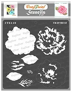 Layered Stencil for Craft - Layered Peony 2 - Size: 6X6 Inches - Flower Design Stencil for Craft and Art - Flower Stencil for Fabric Painting - Painting Flower Stencil