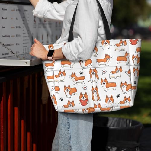 VOSERY Large Beach Bags Waterproof Sandproof - Cute Corgi Dog Puppy No.1070 Cute Beach Tote Bags for Women with Zipper4