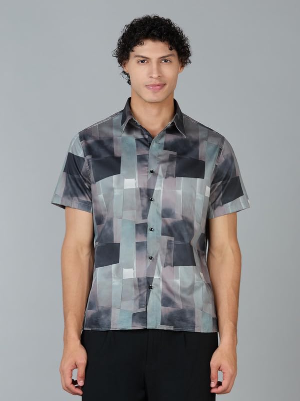 Image of MARK & ALBERT Men's 100% Cotton Printed Half Sleeves Regular Fit Shirt for Men