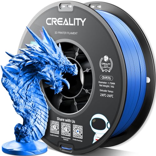 Official CR PETG 3D Printer Filament 1.75mm 1KG (2.2lbs), High Precision Strong Toughness, Odorless Better Flow Moistureproof 3D Printing Ender Filament(Blue) Petg-1kg Blue