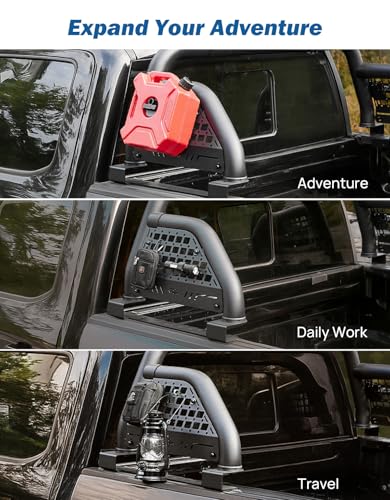 Image of JOYTUTUS Roll Bar for Full Size Truck with Brake Light, Pickup Chase Rack Sport Bar Compatible with F150, F250, F350, Silverado, Sierra, Ram 1500 2500 3500, Tundra