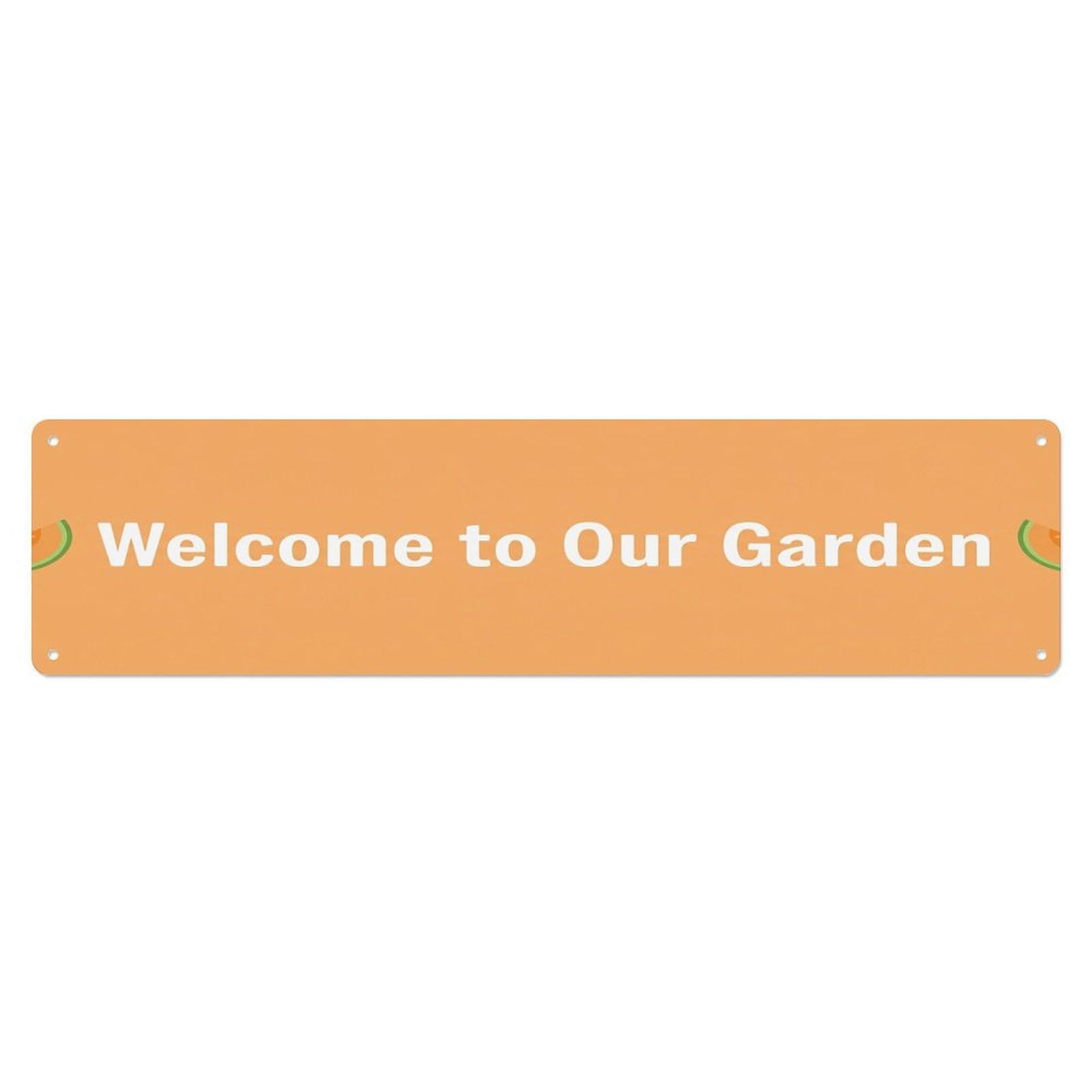 Vintage Welcome to Our Garden Cantaloupe Orange Metal Tin Sign