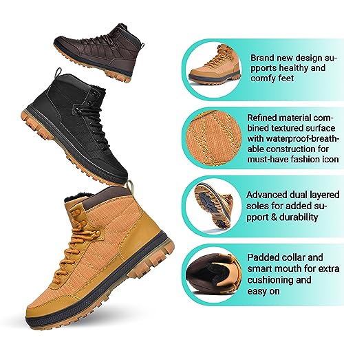 Wondamo Men's Snow Boots Lightweight Waterproof Winter Boots Fur Lined Anti-slip Cold Weather Shoes - Image 4