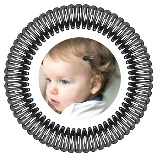 BBGifts 1Inch Black Snap Hair Clips, 60Pcs Small Clips for Little Girls, Baby Infant 3cm Candy Color Hair Clips Barrettes for Toddlers Hair Accessories