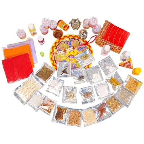 Image of Navratri Puja Samagri Kit /Navdurga Puja Kit for Durga Pujan | Navratri Poojan Kit | Ghat sthapna Poojan Kit| Maa Laxmi-Ambe-Durga(50 Items)