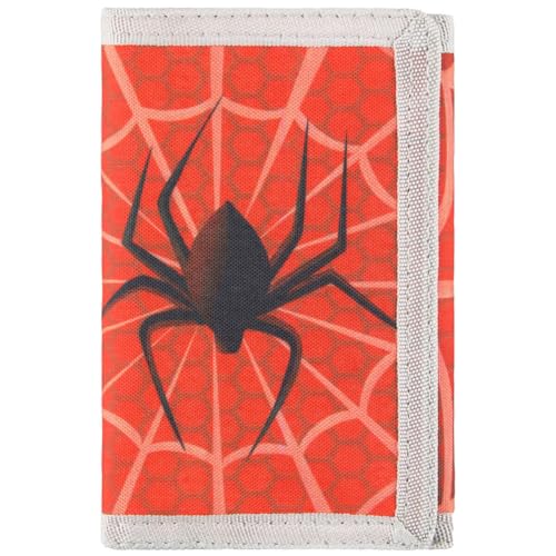Lamumu Carteiras infantis para meninos e meninas, de crianças a adolescentes com adesivo mágico, carteira de nylon/lona RFID com bolso para moedas, Aranha, Minimalista