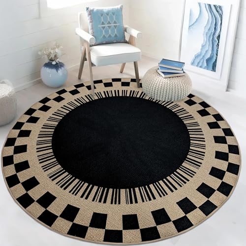 Tapete redondo de yute sintético 5ft negro miniatura 5