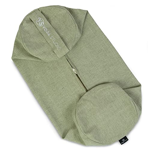 Funda de refuerzo de algodón orgánico para cojín de yoga verde de dos tonos con cremallera