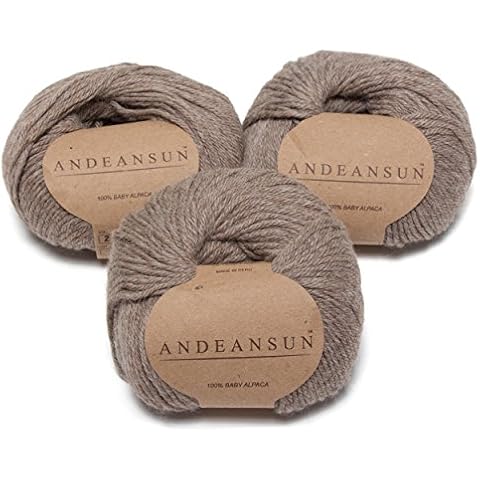 (Set of 3 - Heather Color) 100% Baby Alpaca Yarn Not Wool [328 Yards Total] Light Rose Brown, #3 DK Cover