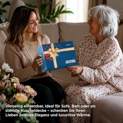 BEDSURE Heizdecke Wärmedecke Elektrische Kuscheldecke - Geschenke für Frauen - mit Abschaltautomatik, 6 Heizstufen & 10 Stunden Timer - bis zu 8 Stunden Überhitzungsschutz für Home & Office, Grau