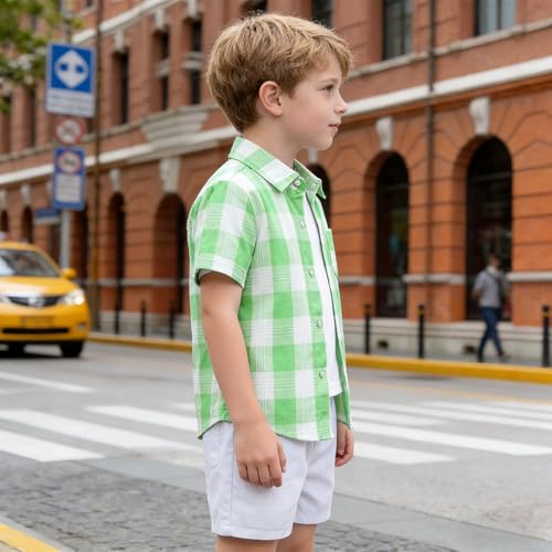 Image of SANGTREE 3 Piece Boy Outfits Short Sleeve Shirt and Shorts Set Beach Vacation Summer Clothes, 3 Months - 9 Years