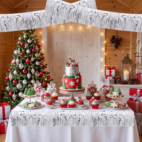 Image of BEISHIDA 3 Pack Silver Wavy Foil Fringe Garland 30ft Tinsel Wall Decor