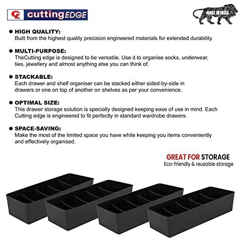 Image of Cutting EDGE Stackable Storage Drawer Organiser, Set of 4 (Black)