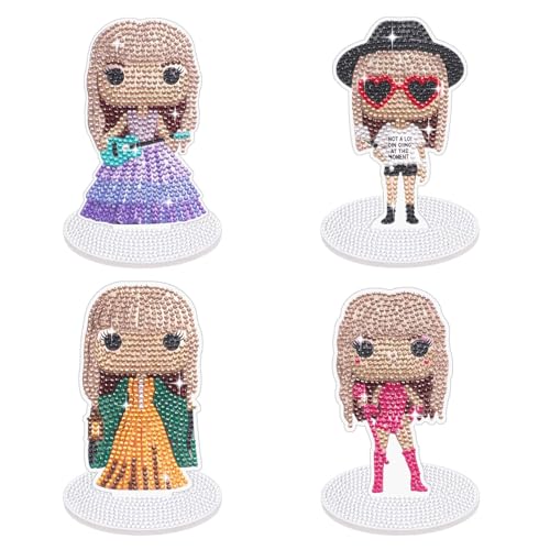 WZXGYL Diamond Art Kits 4 Pcs Pop Singer Merch Diamond Painting Kit Stand Up Gifts for Women DIY Acrylic Diamond Art Kits for Adults