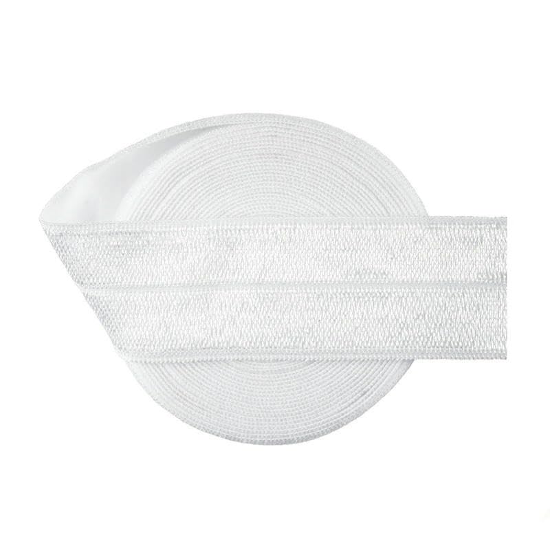 Rouleau de 50 yards de ruban élastique en satin et élasthanne brillant et solide de 2,5 cm (1 pouce) de 25 mm, pour cheveux, robe, couture, blanc, 50 yards