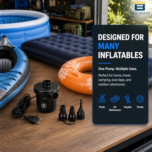 Image of Btag Portable Electric Air Pump | Fast & Efficient Inflator for Car Tires, Bikes, Balls & Inflatable Products
