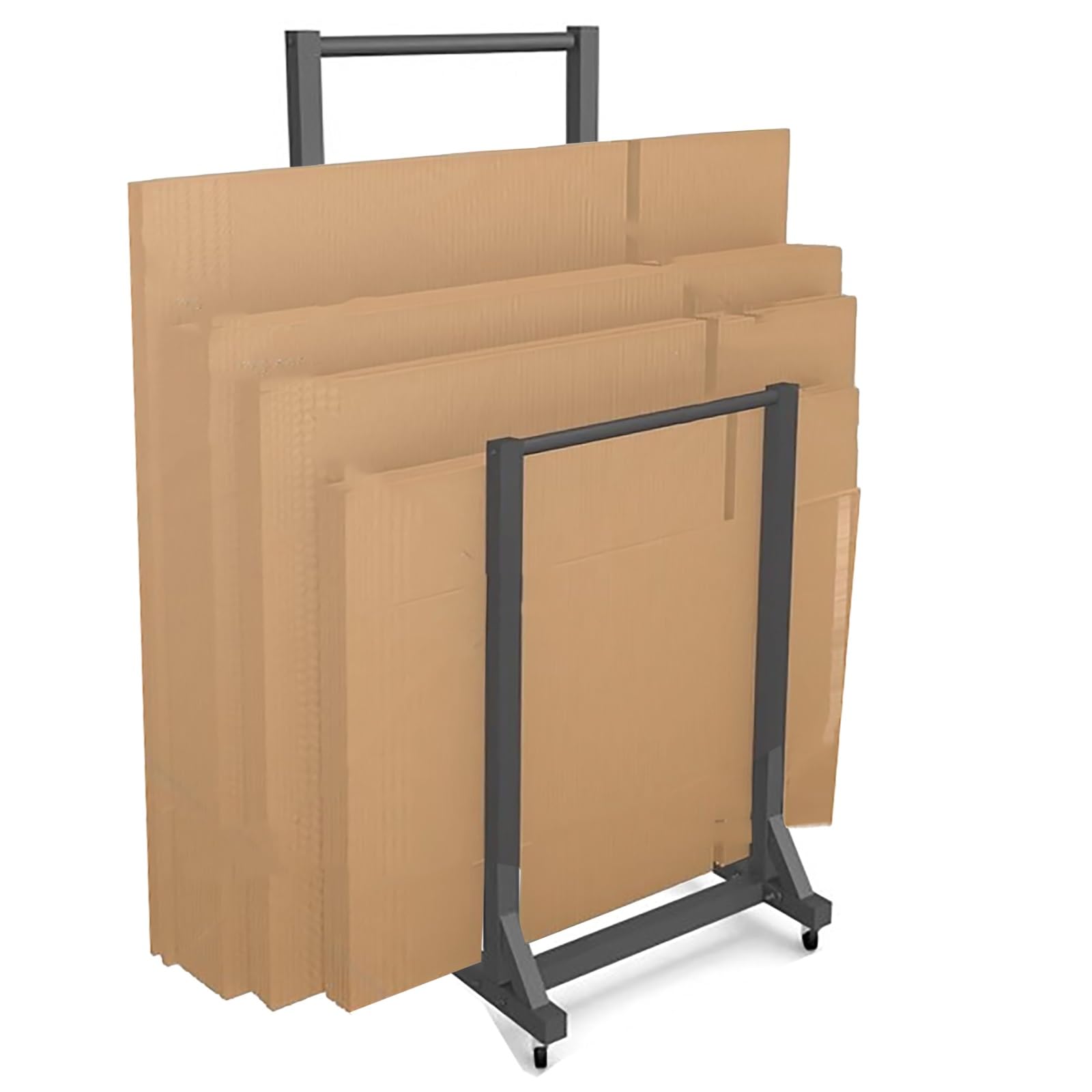 Tragbares Cartonrage-Rack mit Lenkrollen, Karton für Lager und Umzug, robuster schwarzer Eisen-Präsentationsständer (35 x 50 x 90 cm, für 10–28 Boxen)