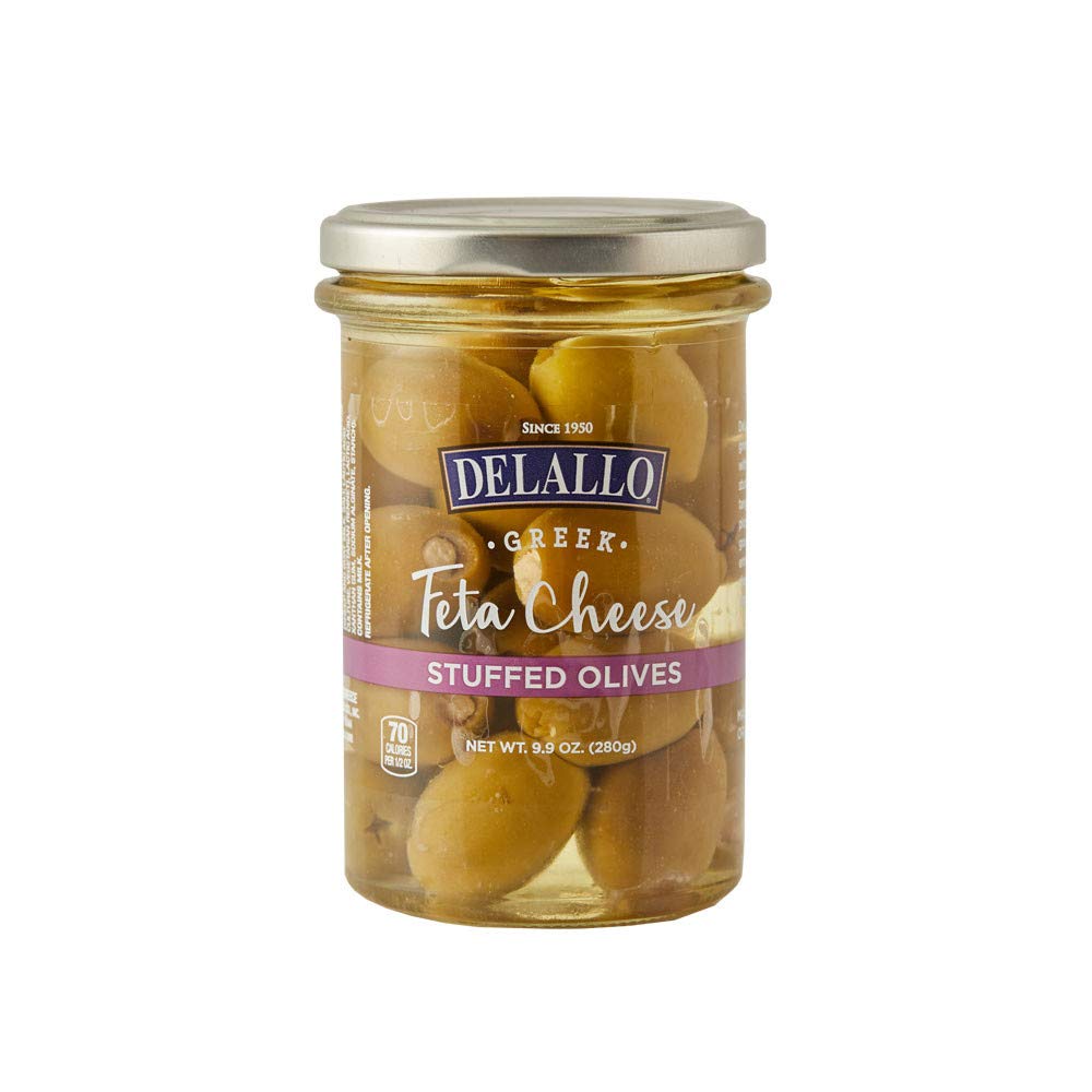 DeLallo Feta Stuffed Green Greek Olives in Jar (pack of 6)
