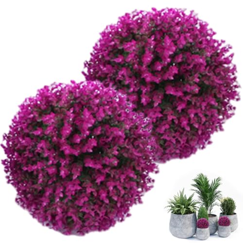 Gcroet Bolas de boj, 2 Bolas de topiario de plástico Redondas de 12.0 in, topiario de boj sintético Realista, Bola de Flores Reutilizable para Patio, jardín, decoración de Fiesta de Boda..