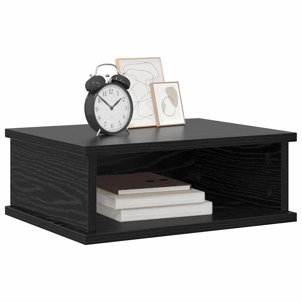 Comodino rovere nero in legno ingegnerizzato 40 x 31 x 15 cm con ampio spazio, cassetto e ripiano salvaspazio per camera da letto soggiorno ufficio moderno