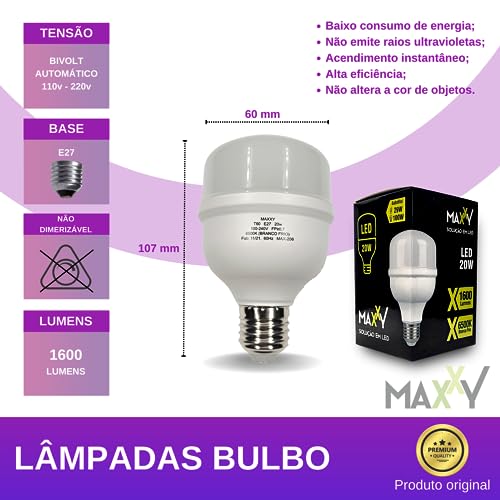 Kit 3 lâmpadas 20w Maxxy frio 6500k