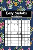 Easy Sudoku: Sudoku Puzzle Game For Beginers With Vintage Floral Pattern Cover