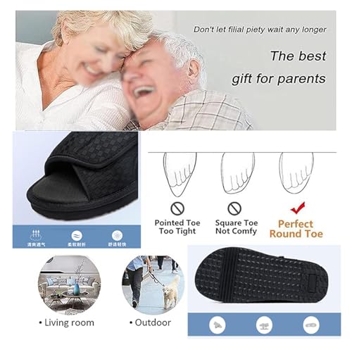 Men's Summer Open Toe Fattening and Widening Breathable Adjustable Diabetic Sandals, Casual Non-slip Orthotic Plantar Fasciitis Shoes, Easy on, for Diabetics Pain Relief, Swollen Feet3