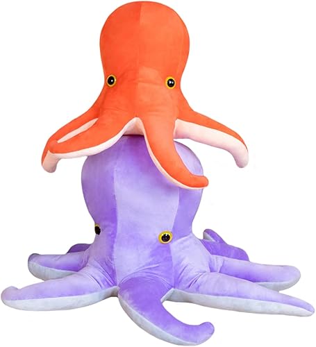 Miniatura 3 de ELAINREN Almohada de peluche de pulpo rojo de dibujos animados para niños, suave pulpo marino, peluche de pulpo del Pacífico, animales del océano,