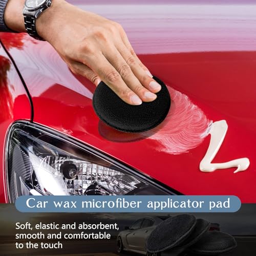 Image of Tanlade 50 Pcs Car Detailing Microfiber Applicator Pad Wax Applicator Wash Microfiber Pads, 5 Inch Diameter (Black)