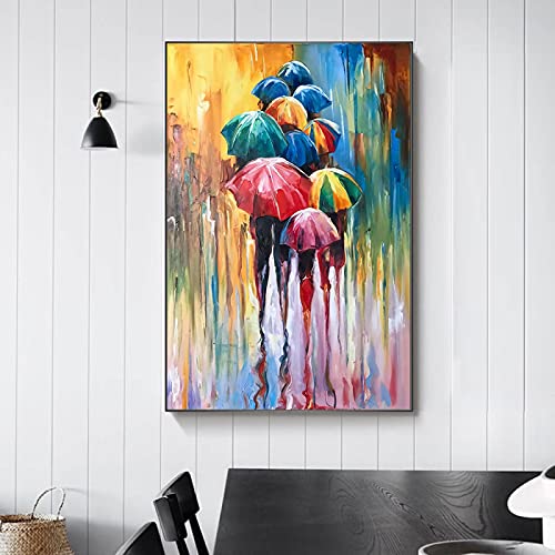 Tableau pluie colorée art abstrait 60x80cm pour déco salon moderne - 2