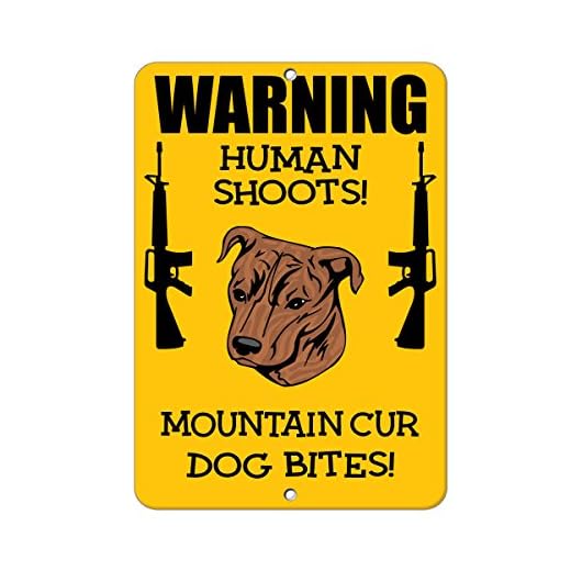 Mountain CUR Dog Human Shoots Fun Novelty SignVinyl Sticker Decal 8"