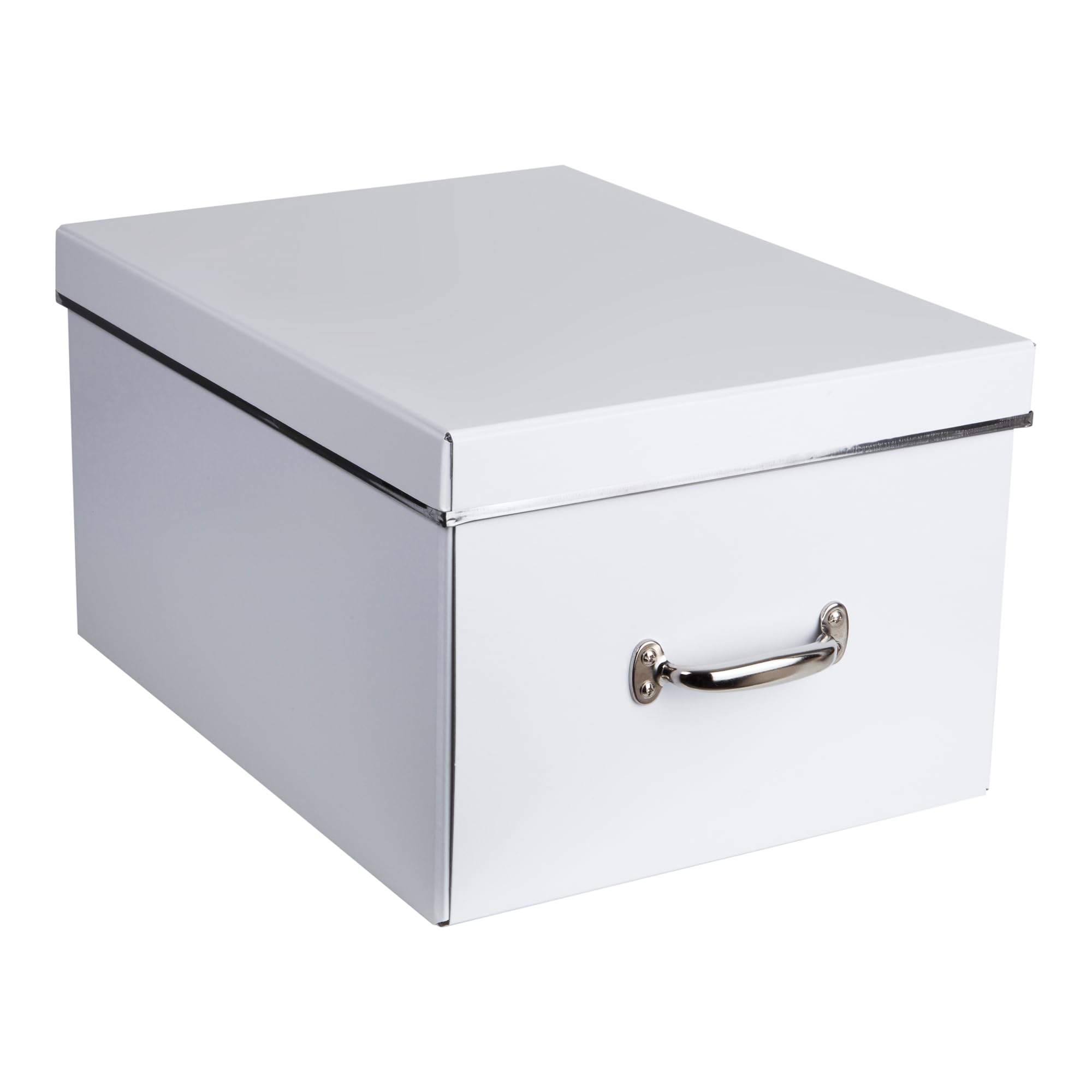 BIGSO ENGLA Weihnachtsbox für Christbaumkugeln – Aufbewahrungsbox mit Deckel und 2 Einsätzen – Organizer aus Faserplatte und Papier – weiß