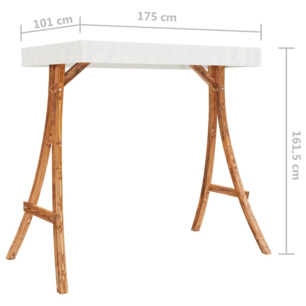 vidaXL Bugholz Schaukelgestell mit Creme Dach Holzgestell Gestell Rahmen für Hollywoodschaukel Schaukelbank Gartenschaukel Teak-Finish Massivholz