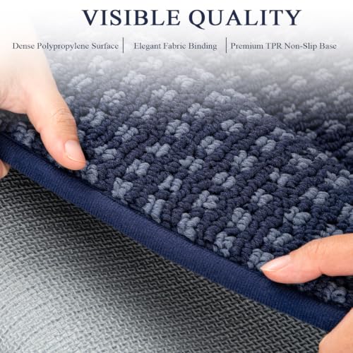 Image of hicorfe Waffle Door Mat Indoor Entrance,48 inchx32 inch Non Slip Indoor Mat,Blue