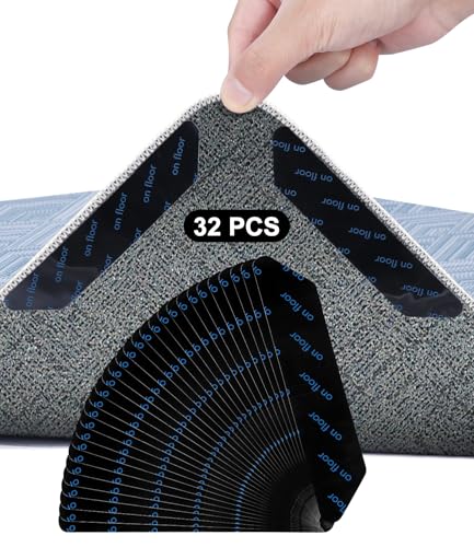 32 Pinzas Antideslizantes para Alfombras, Reutilizable und Lavable Bases Antideslizante Colchon, Pinzas para Alfombras, para Cocina, Salón, Dormitorio, Oficina, Baño