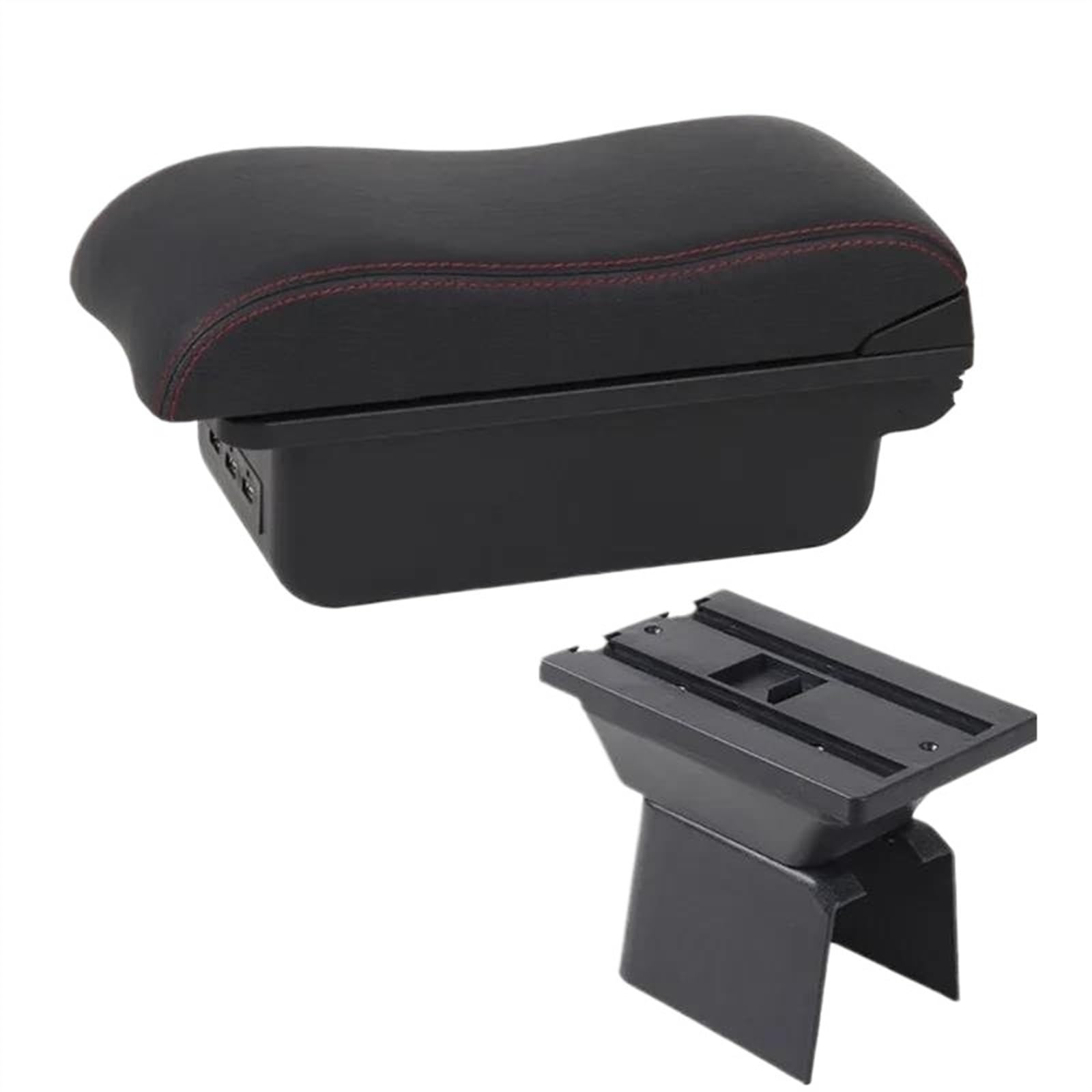 DYDGUTUFB For Ford For Fusion 2002-2012 For Ford For Fiesta Mk5 2002-2008 Car Armrest Box Center Storage Box With USB (B1 red line 3USB)