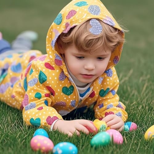 Image of TUIJI Toddler Boys Girls Cartoon Print Zip Jacket Hooded Trench Lightweight Kids Coats Windbreaker Casual Outerwear
