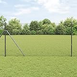 Zaun Grau 10 x 1 m Metall, Zaunstangen Maschendrahtzaun Drahtzäune Gartenzaun für Hof Hühnerstall Weidezaun42004810