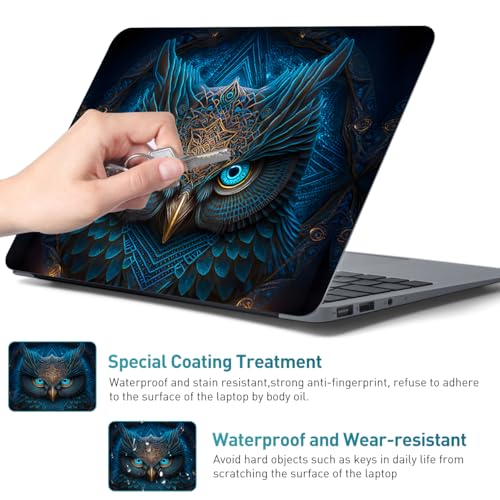 NXZGO 12.1 13 13.3 14 15.4 15.6 Inch Laptop Skin Decal, Laptop Skins Stickers Decals for Notebook PC, Universal Reusable Vinyl Laptop Cover Sticker, Waterproof Art Decal Protector I Blue Owl - Thumbnail 4
