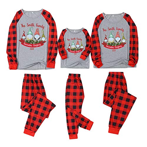 Vanankni Matching Family Pajamas Sets Christmas PJ's with Santa Hat Tee and Festival Style Pants Loungewear