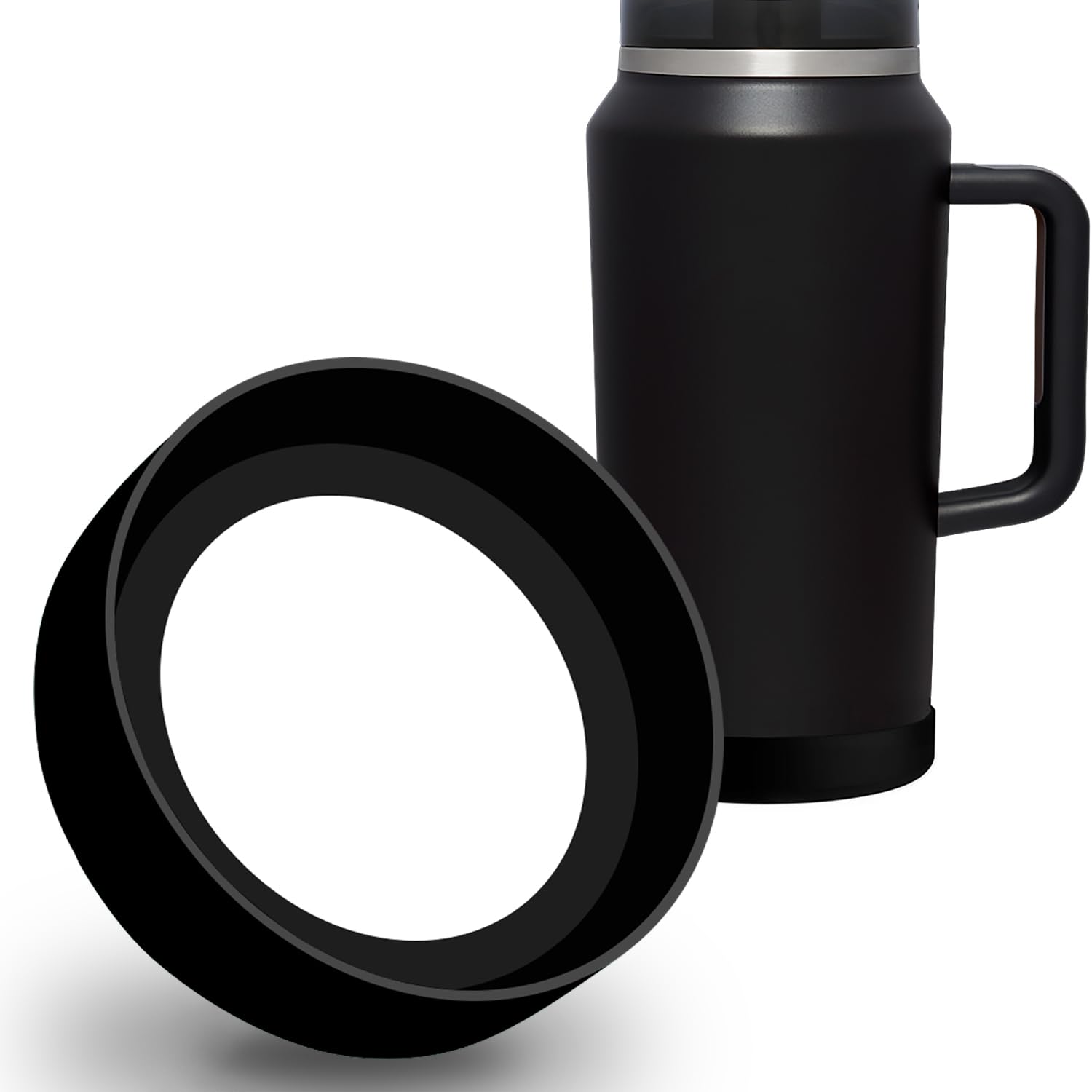 Stanley Silicone Cup Boot Cover Compatible with Quencher H2.0 64 oz Tumbler Bottom Protector, Black