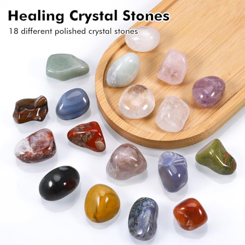 Huiguli 18 Pcs Healing Crystal Stones, Natural Gemstones Healing Crystal Gifts Palm Stones Reiki Chakra Crystals, Lucky Polished Pocket Stone for Anxiety Stress Relief, Balancing Yoga, Meditation - Image 3